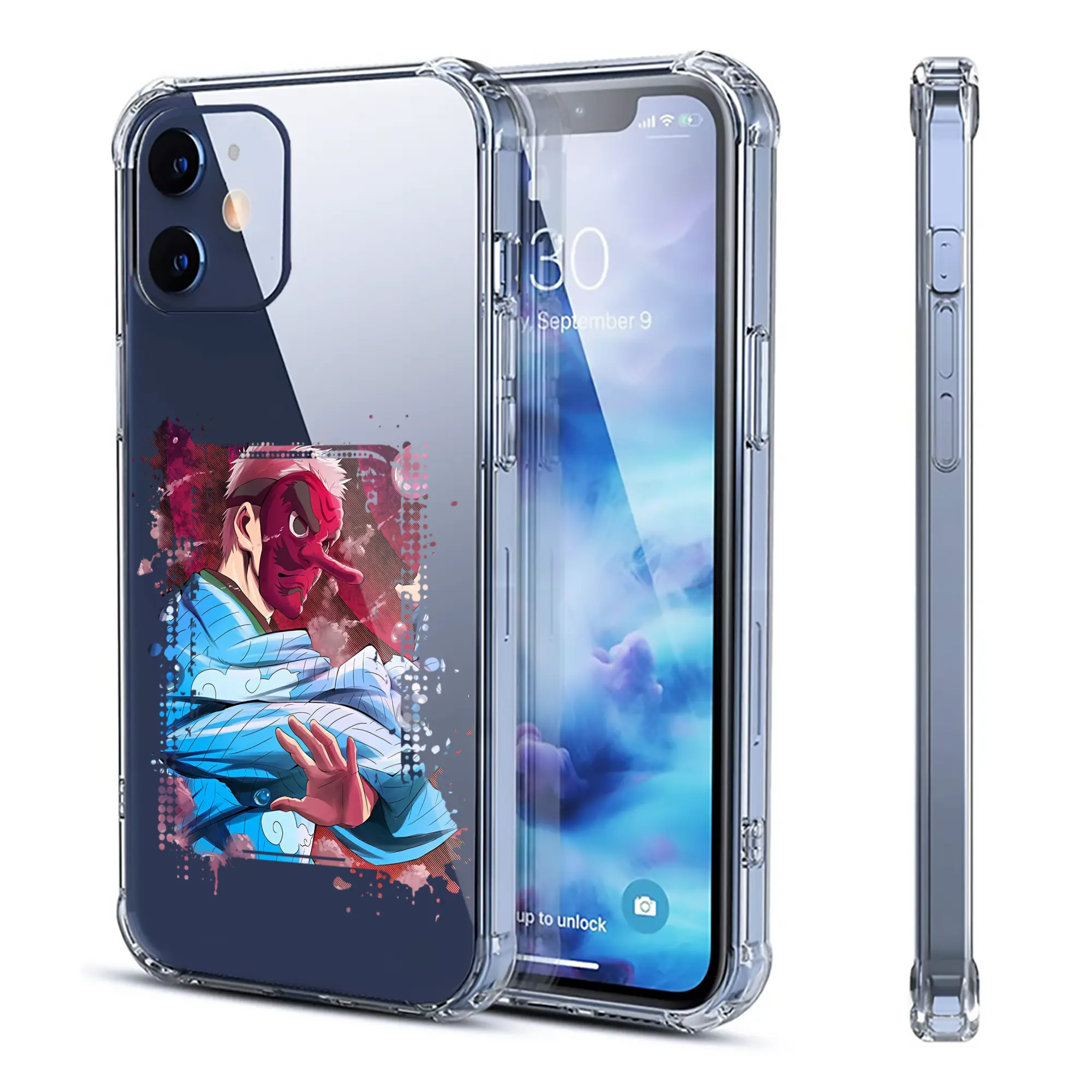 鬼滅の刃 グッズ,鱗滝 左近次 - IPhone 12シリーズ対応 ・ 透明スマホケース ・ クリアソフトケース ・ TPU素材 ・ 耐衝撃 ・ 高密着 ・ 防汚 防指紋 ・ 簡単着脱